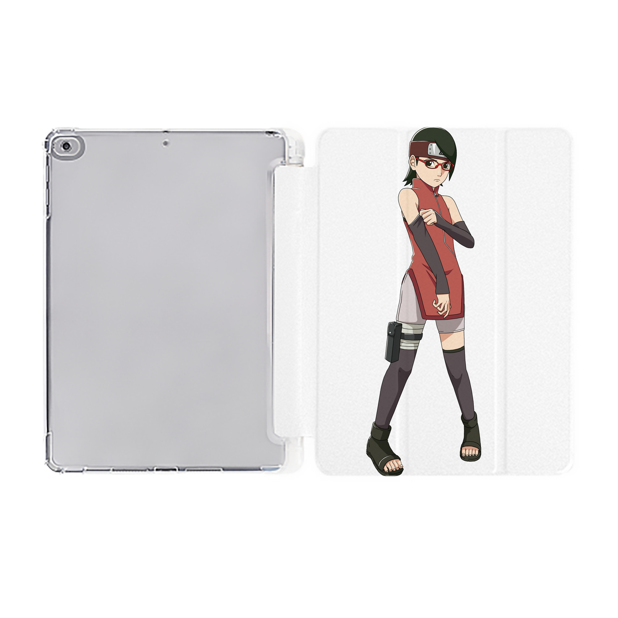 （画像用） NARUTO -ナルト- うちは サラダ Uchiha Sarada IPad ケース ペン収納付き 三つ折りスタンド PUレザー×シリコン 対応機種9.5/10.5/10.9インチ